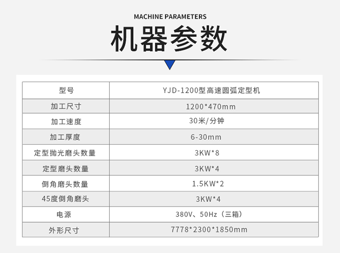 高速圆弧定型机参数