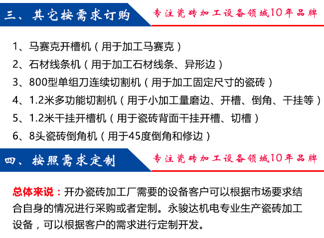 新开办瓷砖加工厂需要哪些设备？